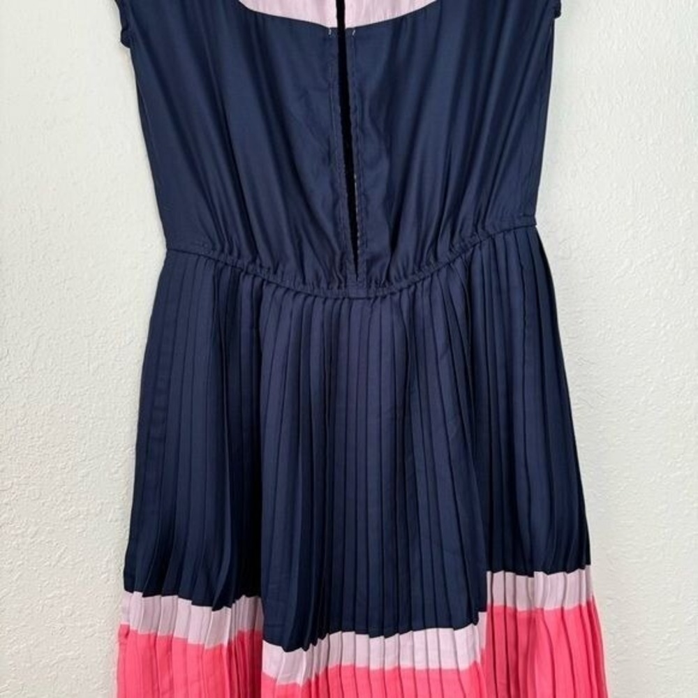 American Eagle pink purple colorblock pleated cap sleeve dress S - Picture 7 of 10